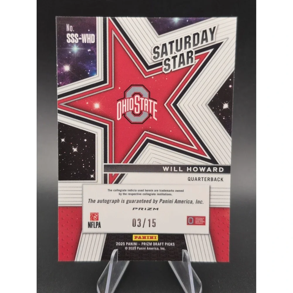 2025 Prizm Draft Picks Will Howard #SSS-WHD Saturday Star Auto Gold Shimmer /15
